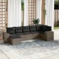 vidaXL Set de sofás de jardín 7 piezas con cojines ratán PE gris vidaXL Set de sofás de jardín 7 piezas con cojines ratán PE gris