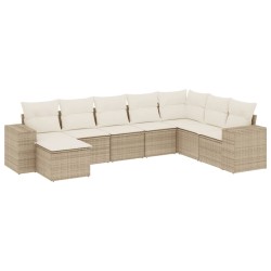 vidaXL Juego de sofás de jardín con cojines beige 8 pzas ratán PE