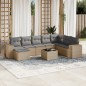 vidaXL Set de sofás de jardín 9 pzas con cojines ratán sintético beige vidaXL Set de sofás de jardín 9 pzas con cojines ratán sintético beige