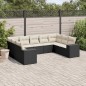vidaXL Set de sofás de jardín 8 piezas y cojines ratán sintético negro vidaXL Set de sofás de jardín 8 piezas y cojines ratán sintético negro