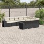 vidaXL Set de sofás de jardín 10 pzas cojines ratán sintético negro vidaXL Set de sofás de jardín 10 pzas cojines ratán sintético negro