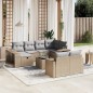 vidaXL Set de sofás de jardín 11pzas con cojines ratán sintético beige vidaXL Set de sofás de jardín 11pzas con cojines ratán sintético beige
