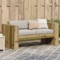 vidaXL Sofá de jardín de 2 plazas madera pino impregnada 134x60x62 cm vidaXL Sofá de jardín de 2 plazas madera pino impregnada 134x60x62 cm