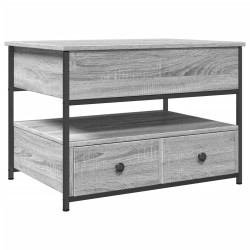 vidaXL Mesa de centro madera ingeniería metal gris Sonoma 70x50x50 cm