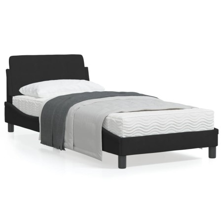 vidaXL Estructura de cama con cabecero de terciopelo negro 90x200 cm
