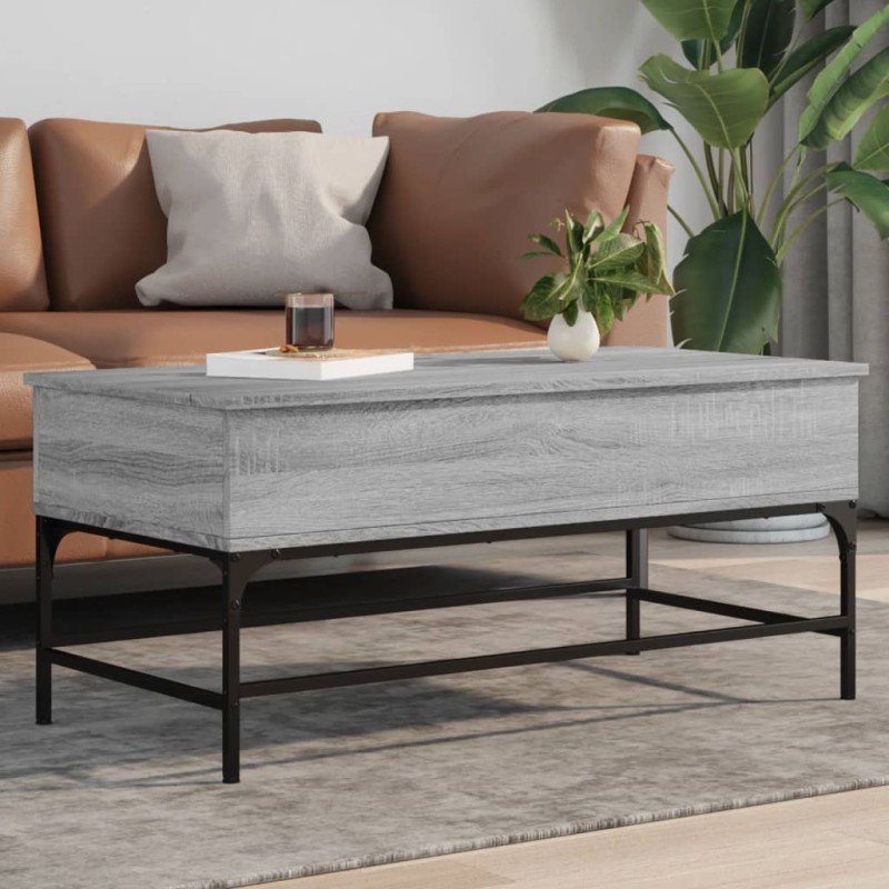 vidaXL Mesa de centro madera ingeniería metal gris Sonoma 100x50x45 cm vidaXL Mesa de centro madera ingeniería metal gris Sonoma 100x50x45 cm