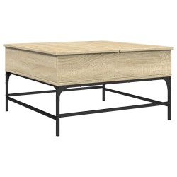 vidaXL Mesa de centro madera ingeniería metal roble Sonoma 80x80x45 cm