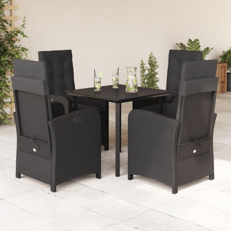 vidaXL Set de muebles jardín 5 pzas con cojines ratán sintético negro vidaXL Set de muebles jardín 5 pzas con cojines ratán sintético negro