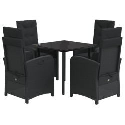 vidaXL Set de muebles jardín 5 pzas con cojines ratán sintético negro