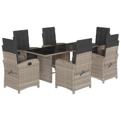 vidaXL Set comedor jardín 7 pzas y cojines ratán sintético gris claro