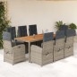vidaXL Set comedor jardín 9 pzas y cojines ratán sintético gris vidaXL Set comedor jardín 9 pzas y cojines ratán sintético gris