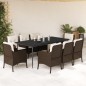 vidaXL Set comedor para jardín 9 pzas y cojines ratán sintético marrón vidaXL Set comedor para jardín 9 pzas y cojines ratán sintético marrón