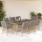 vidaXL Set comedor de jardín 9 pzas con cojines ratán sintético beige vidaXL Set comedor de jardín 9 pzas con cojines ratán sintético beige