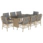 vidaXL Set comedor de jardín 9 pzas con cojines ratán sintético beige vidaXL Set comedor de jardín 9 pzas con cojines ratán sintético beige