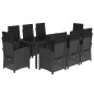 vidaXL Set de comedor de jardín 9 pzas y cojines ratán sintético negro vidaXL Set de comedor de jardín 9 pzas y cojines ratán sintético negro