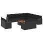 vidaXL Set sofás de jardín 14 pzas con cojines ratán sintético negro vidaXL Set sofás de jardín 14 pzas con cojines ratán sintético negro