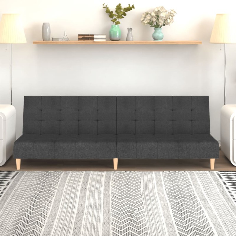 vidaXL Sofá cama de 2 plazas tela gris oscuro vidaXL Sofá cama de 2 plazas tela gris oscuro