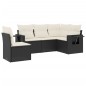 vidaXL Set de muebles de jardín 5 pzas y cojines ratán sintético negro vidaXL Set de muebles de jardín 5 pzas y cojines ratán sintético negro