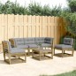 vidaXL Set de sofás jardín 5 pzas con cojines madera pino impregnada vidaXL Set de sofás jardín 5 pzas con cojines madera pino impregnada
