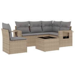 vidaXL Juego de sofás jardín con cojines 6 pzas ratán sintético beige