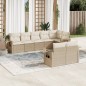 vidaXL Juego de sofás de jardín con cojines beige 8 pzas ratán PE vidaXL Juego de sofás de jardín con cojines beige 8 pzas ratán PE