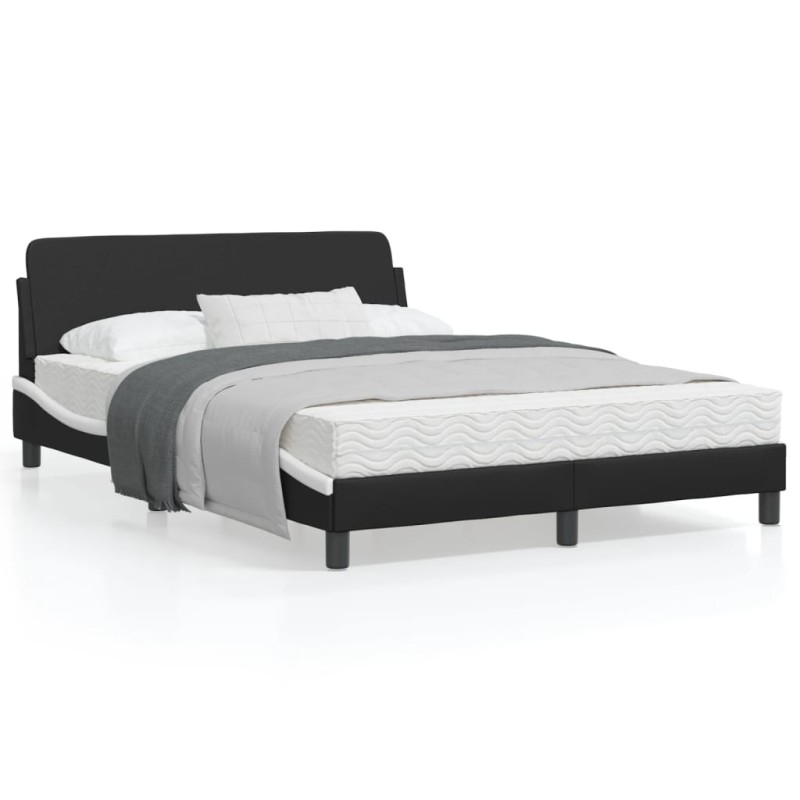 vidaXL Estructura cama cabecero cuero sintético negro blanco 120x200cm