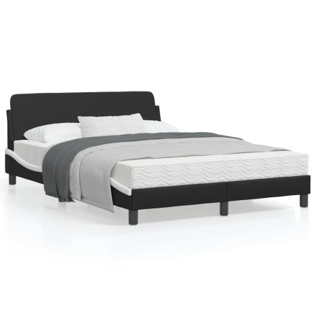 vidaXL Estructura cama cabecero cuero sintético negro blanco 120x200cm