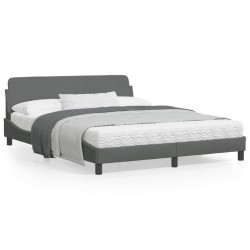 vidaXL Estructura de cama con cabecero tela gris oscuro 160x200 cm