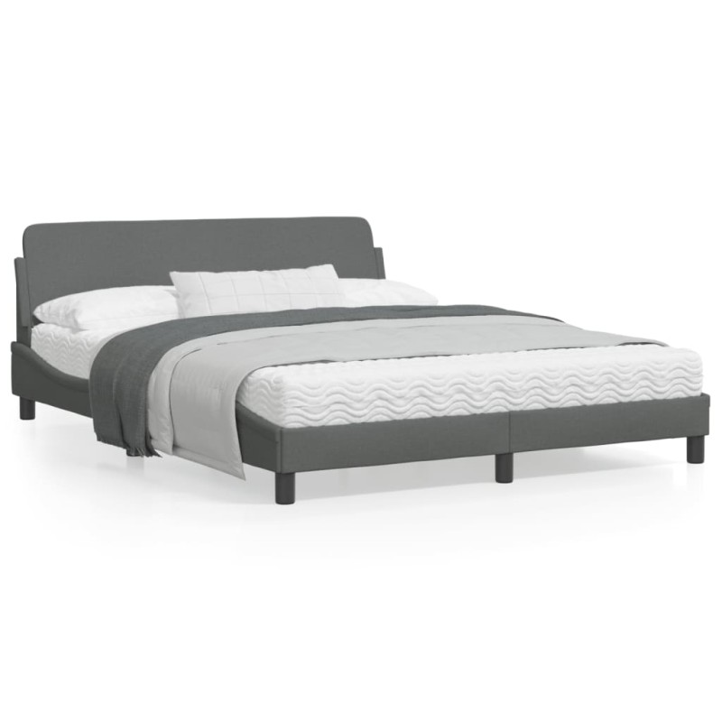 vidaXL Estructura de cama con cabecero tela gris oscuro 160x200 cm vidaXL Estructura de cama con cabecero tela gris oscuro 160x200 cm