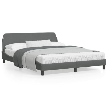 vidaXL Estructura de cama con cabecero tela gris oscuro 160x200 cm