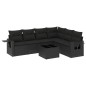 vidaXL Set de comedor de jardín 7 pzas y cojines ratán sintético negro vidaXL Set de comedor de jardín 7 pzas y cojines ratán sintético negro