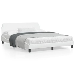 vidaXL Estructura de cama cabecero cuero sintético blanco 160x200 cm