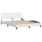 vidaXL Estructura de cama cabecero cuero sintético blanco 160x200 cm vidaXL Estructura de cama cabecero cuero sintético blanco 160x200 cm