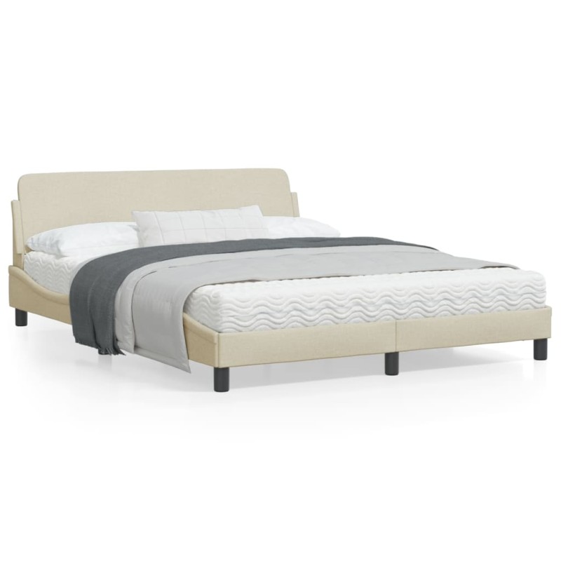 vidaXL Estructura de cama con cabecero de tela color crema 160x200 cm vidaXL Estructura de cama con cabecero de tela color crema 160x200 cm