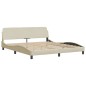 vidaXL Estructura de cama con cabecero de tela color crema 160x200 cm vidaXL Estructura de cama con cabecero de tela color crema 160x200 cm