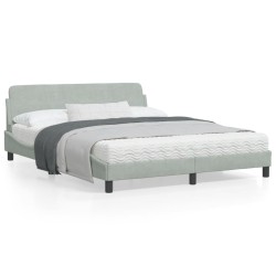 vidaXL Estructura de cama con cabecero terciopelo gris claro 160x200cm