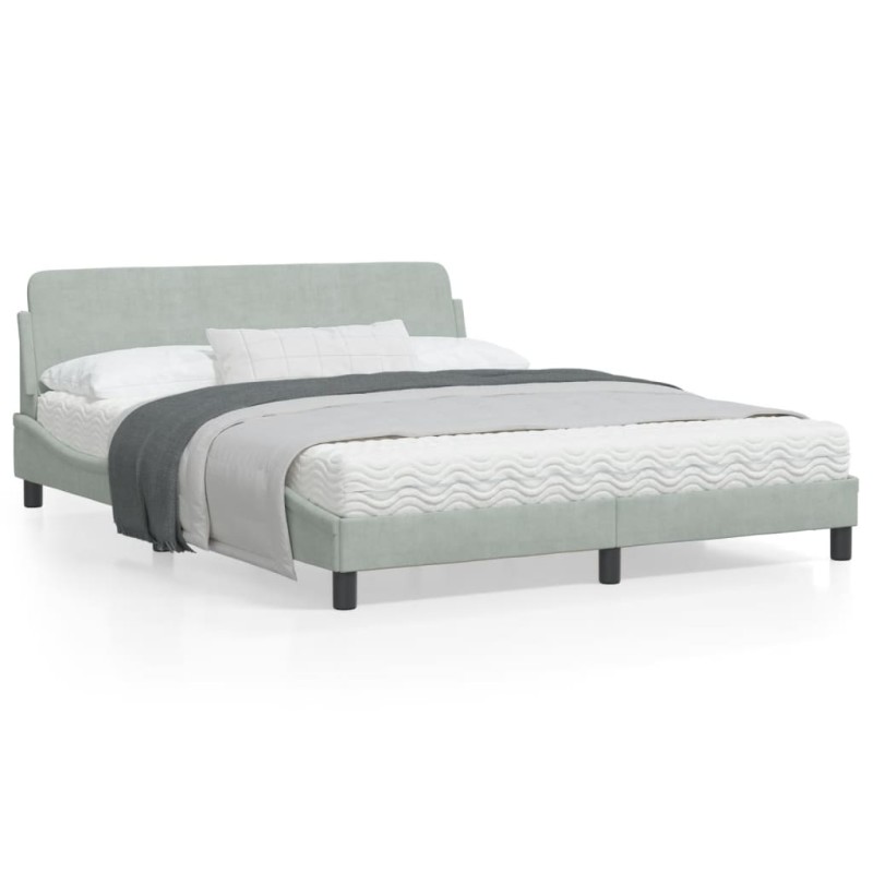 vidaXL Estructura de cama con cabecero terciopelo gris claro 160x200cm