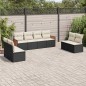 vidaXL Set de sofás de jardín 8 piezas y cojines ratán sintético negro vidaXL Set de sofás de jardín 8 piezas y cojines ratán sintético negro