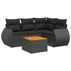 vidaXL Set de muebles de jardín 5 pzas y cojines ratán sintético negro