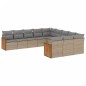 vidaXL Set de sofás de jardín 11pzas con cojines ratán sintético beige vidaXL Set de sofás de jardín 11pzas con cojines ratán sintético beige