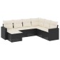 vidaXL Set de comedor de jardín 7 pzas y cojines ratán sintético negro