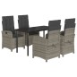 vidaXL Set comedor de jardín 5 piezas con cojines ratán sintético gris vidaXL Set comedor de jardín 5 piezas con cojines ratán sintético gris
