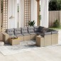 vidaXL Juego de sofás jardín con cojines beige 10 pzas ratán sintético vidaXL Juego de sofás jardín con cojines beige 10 pzas ratán sintético
