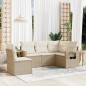 vidaXL Juego de sofás jardín con cojines 5 pzas ratán sintético beige vidaXL Juego de sofás jardín con cojines 5 pzas ratán sintético beige