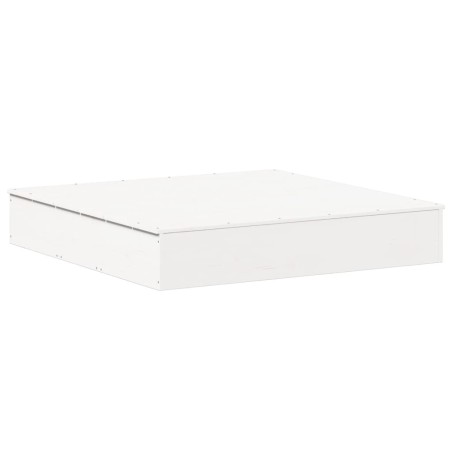 vidaXL Arenero con tapa madera maciza de pino blanco 111x111x19,5 cm
