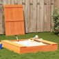 vidaXL Arenero con tapa madera maciza de pino marrón 111x111x19,5 cm