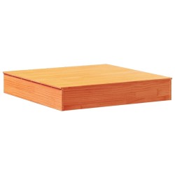 vidaXL Arenero con tapa madera maciza de pino marrón 111x111x19,5 cm
