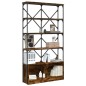 vidaXL Estantería madera ingeniería y metal roble ahumado 100x26x180cm