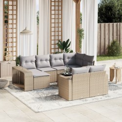 vidaXL Set de sofás de jardín 11pzas con cojines ratán sintético beige