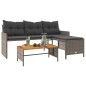 vidaXL Sofá de jardín en forma de L con mesa y cojines ratán PE gris vidaXL Sofá de jardín en forma de L con mesa y cojines ratán PE gris